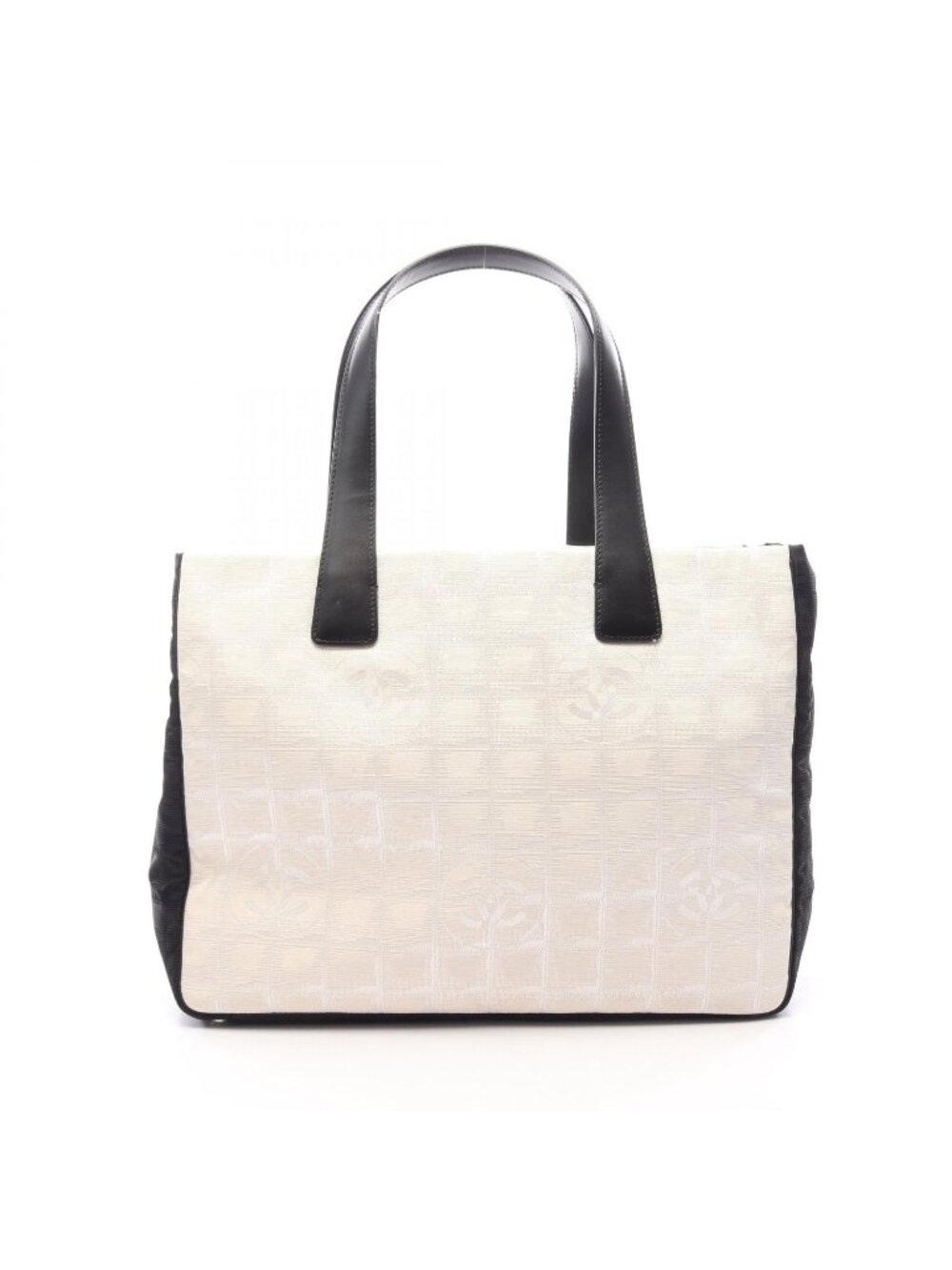 Chanel Tote Bag New Travel Line MM White Black Leather MM